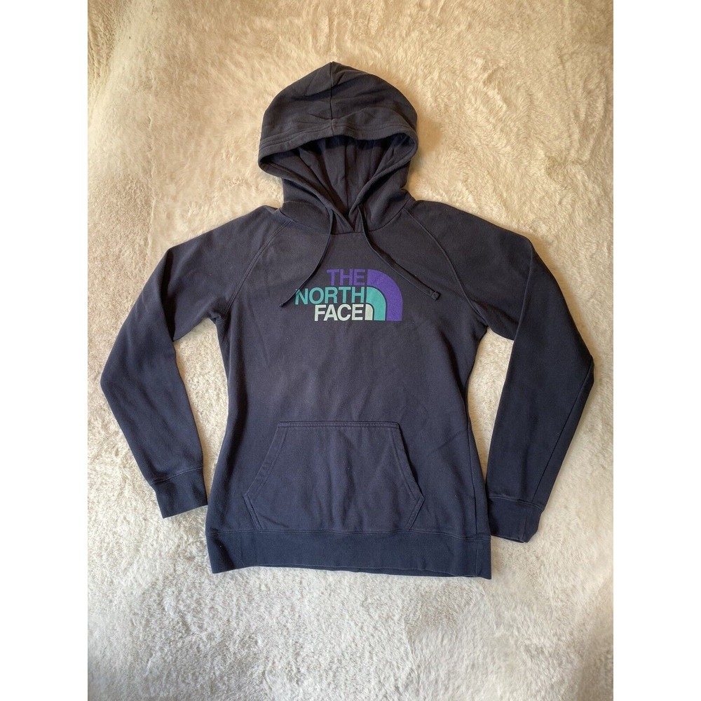 The North Face Hoodie Sweatshirt Women’s Size Medium Blue Pullover Logo